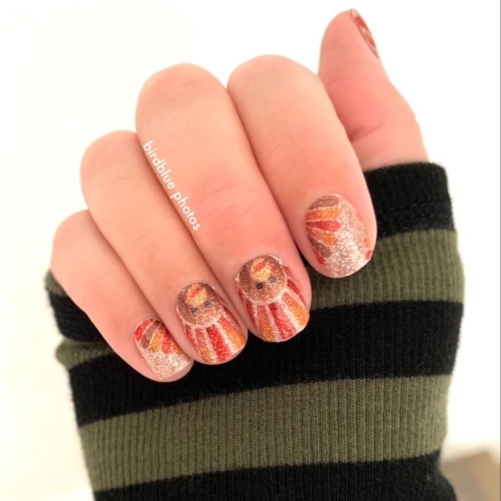 *Retired* Color Street: Talk Turkey | Thanksgiving Gold Metallic Feather Sparkle - Picture 7 of 11